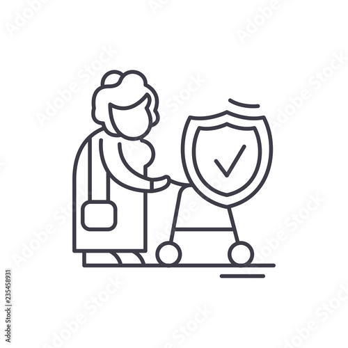 Pension fund line icon concept. Pension fund vector linear illustration, sign, symbol