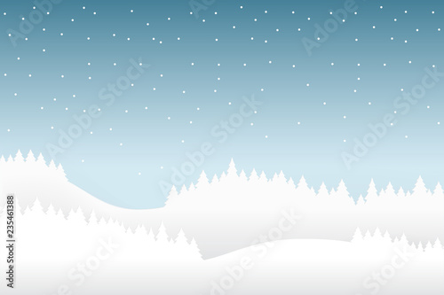 Snow and winter season background with forest landscape
