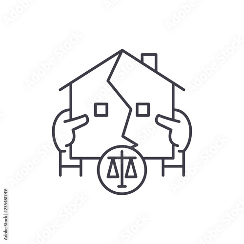Real estate law line icon concept. Real estate law vector linear illustration, sign, symbol