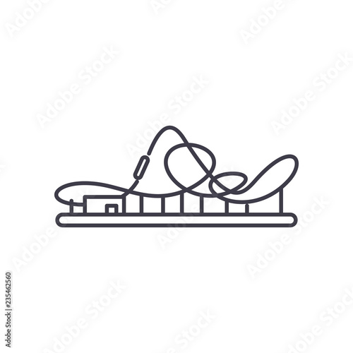 Roller coaster line icon concept. Roller coaster vector linear illustration, sign, symbol