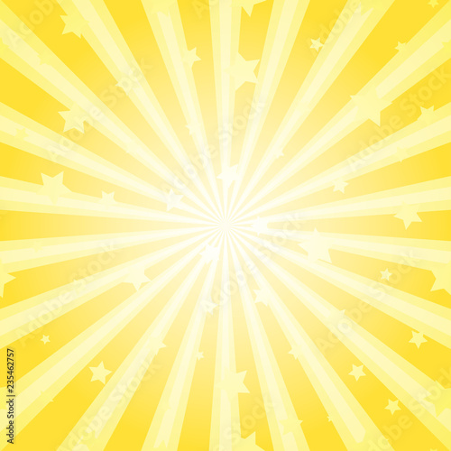 Sunlight abstract background. Powder yellow color burst background with shining stars.
