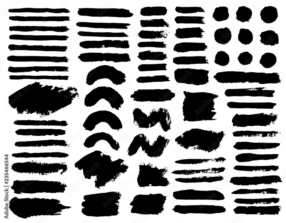 Brush strokes set vector painted isolated objects Brush strokes set vector painted isolated objects