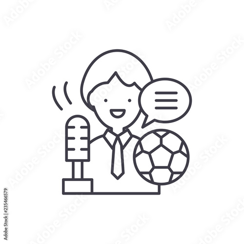 Sports commentator line icon concept. Sports commentator vector linear illustration, sign, symbol