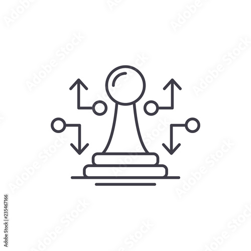 Strategic move line icon concept. Strategic move vector linear illustration, sign, symbol