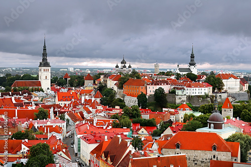 Aerial view of old town in Tallinn, Estonia photo