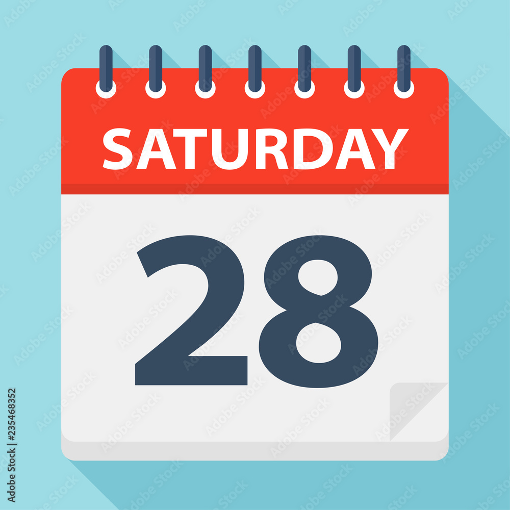 Saturday 28 - Calendar Icon. Vector illustration of week day paper leaf. Saturday 28 - Calendar Icon. Vector illustration of week day paper leaf.