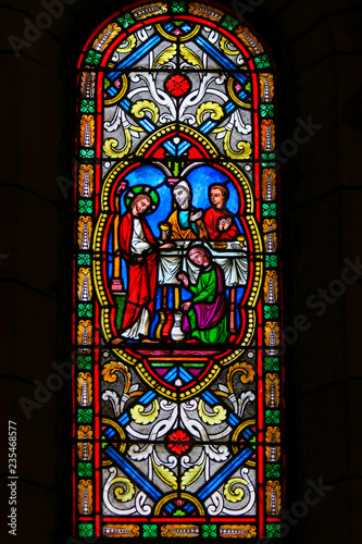 Tableau sur toile Stained Glass in Monaco Cathedral - Wedding at Cana