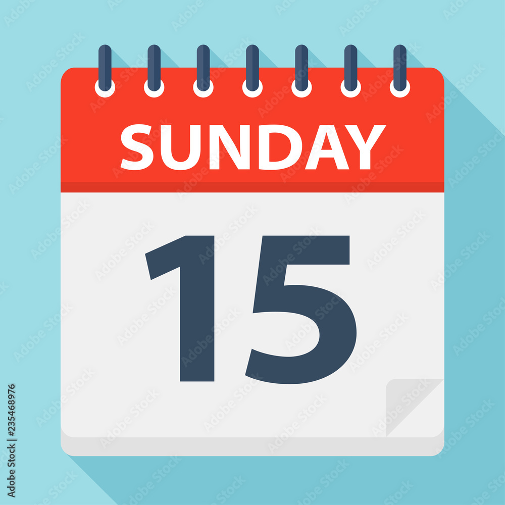 Sunday 15 - Calendar Icon. Vector illustration of week day paper leaf. Sunday 15 - Calendar Icon. Vector illustration of week day paper leaf.