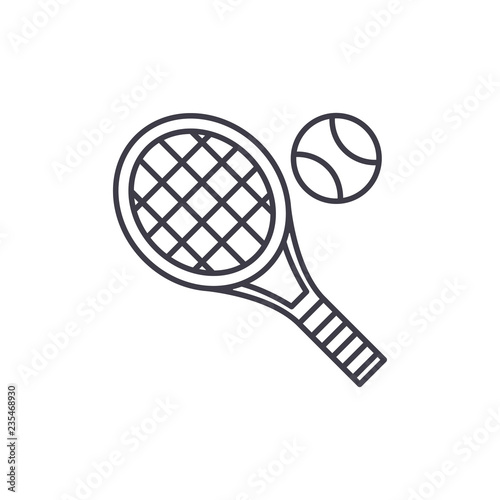 Obraz na płótnie Tennis racket line icon concept. Tennis racket vector linear illustration, sign, symbol w salonie