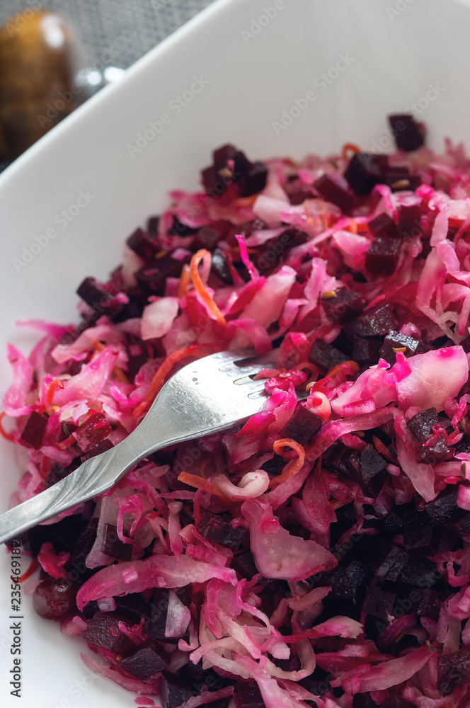Healthy lifestyle. Salad with cabbage and beetroot Healthy lifestyle. Salad with cabbage and beetroot