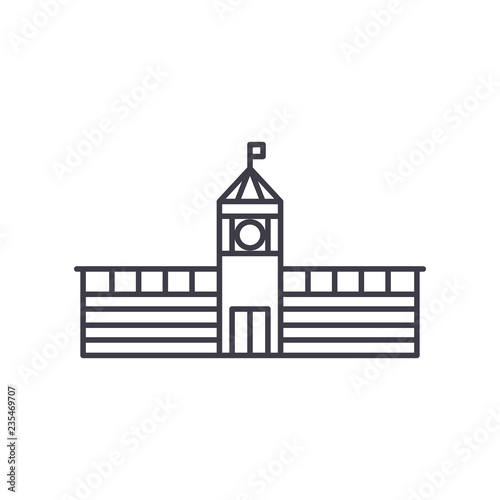 Town hall line icon concept. Town hall vector linear illustration, sign, symbol