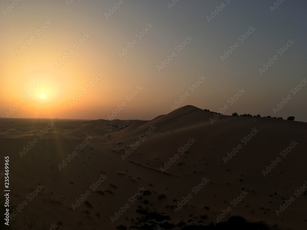 砂漠の美しい夕日