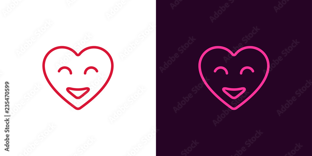 Emoji heart illustration. Vector heart with smile