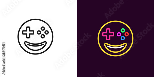 Emoji gamer illustration. Vector emoji player