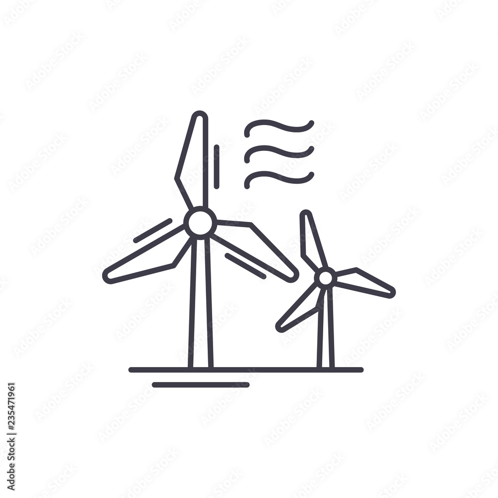 Wind power line icon concept. Wind power vector linear illustration ...