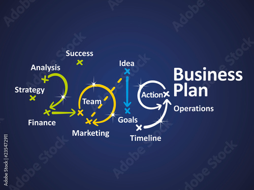 Business Plan 2019 blue background vector