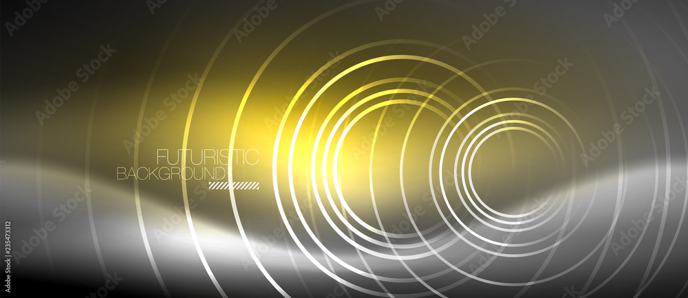 Neon circles abstract background, shiny lines Neon circles abstract background, shiny lines