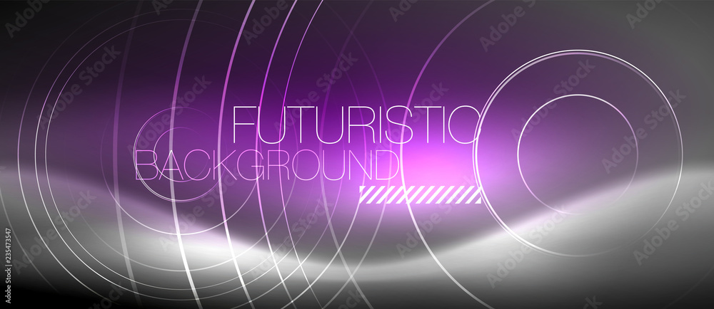Neon circles abstract background, shiny lines Neon circles abstract background, shiny lines