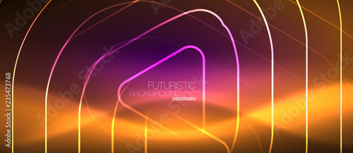 Color shiny neon lights background with abstract lines