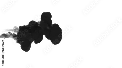 black ink on a white background dissolves in water. beautiful effect modeled on a computer. 3d render with luma matte for use as an alpha channel for visual effects. 1 photo