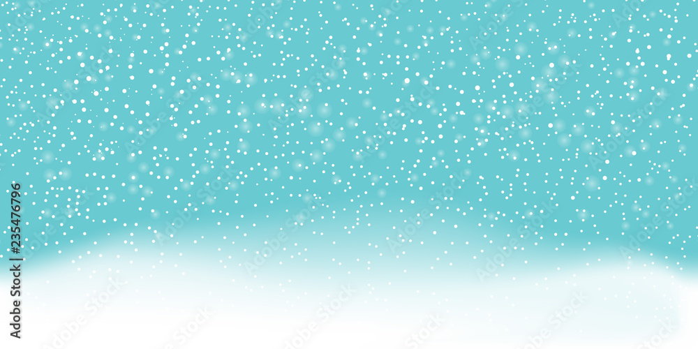 Falling snow background. Vector illustration with snowflakes. Winter snowing sky. Eps 10.