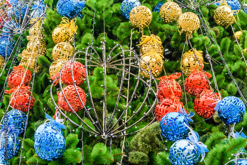 Background of christmas tree and decorations