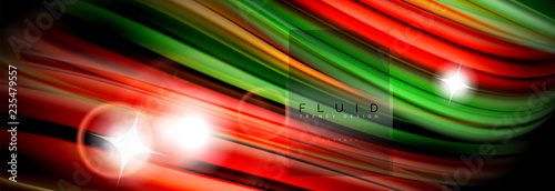 Mixing color waves on black, liquid flowing shapes