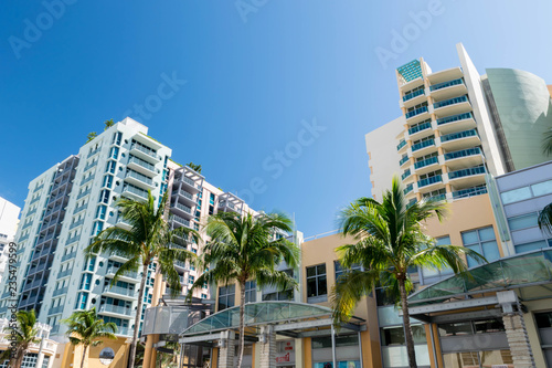 Miami Beach Street Buildings and Hotels