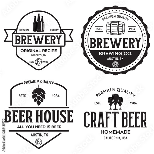 Set of vintage monochrome badge  logo templates and design elements for beer house  bar  pub  brewing company  brewery  tavern  restaurant.