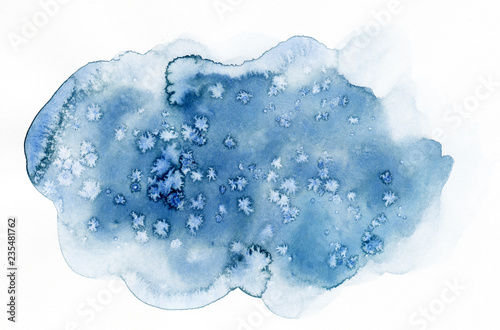 Blue watercolor spot with dots and stars effect