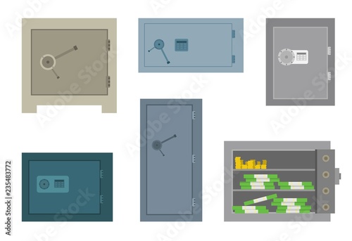 Big set of safes bank secure vector illustration photo