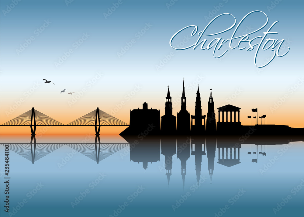 Obraz premium Charleston skyline - Stany Zjednoczone Ameryki - USA - Karolina Południowa