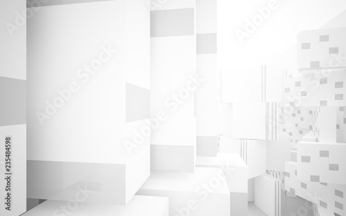 White Abstract architectural background whith gray lines . 3D illustration and rendering