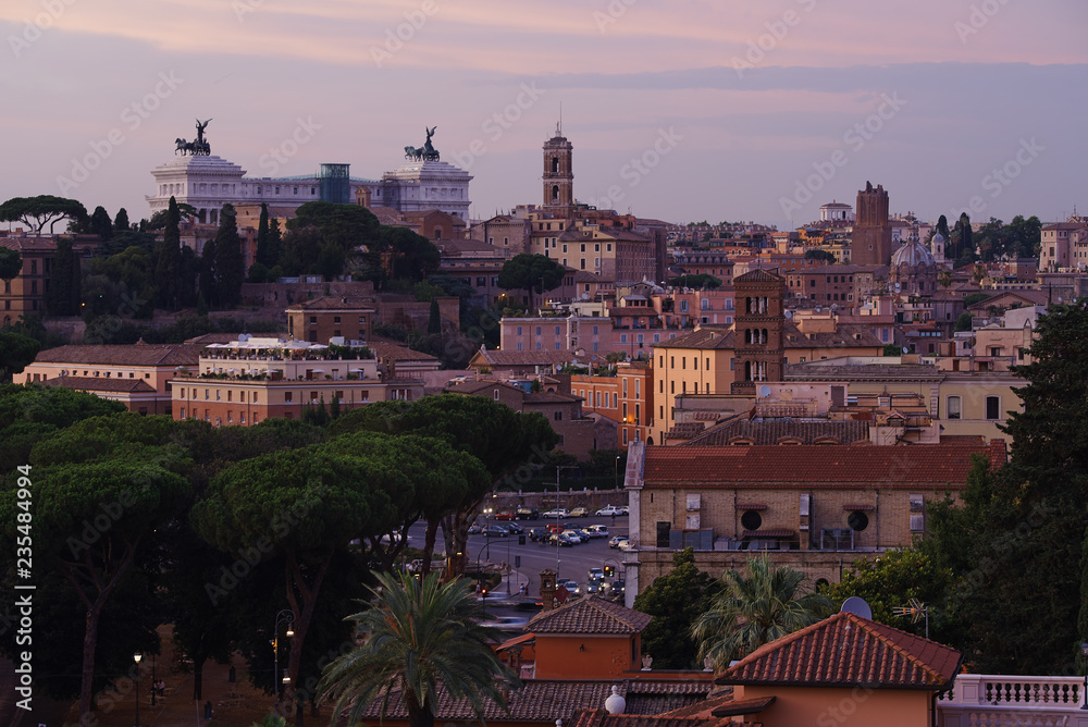 View of Rome and Piazza Venezia from Aventine hill