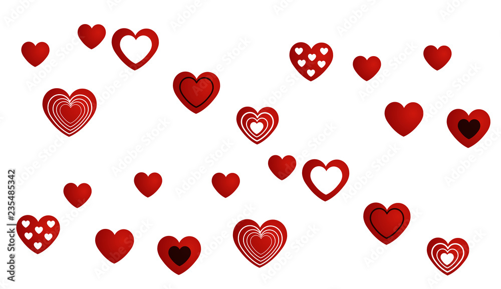 Valentines day  and love. red hearts on white background