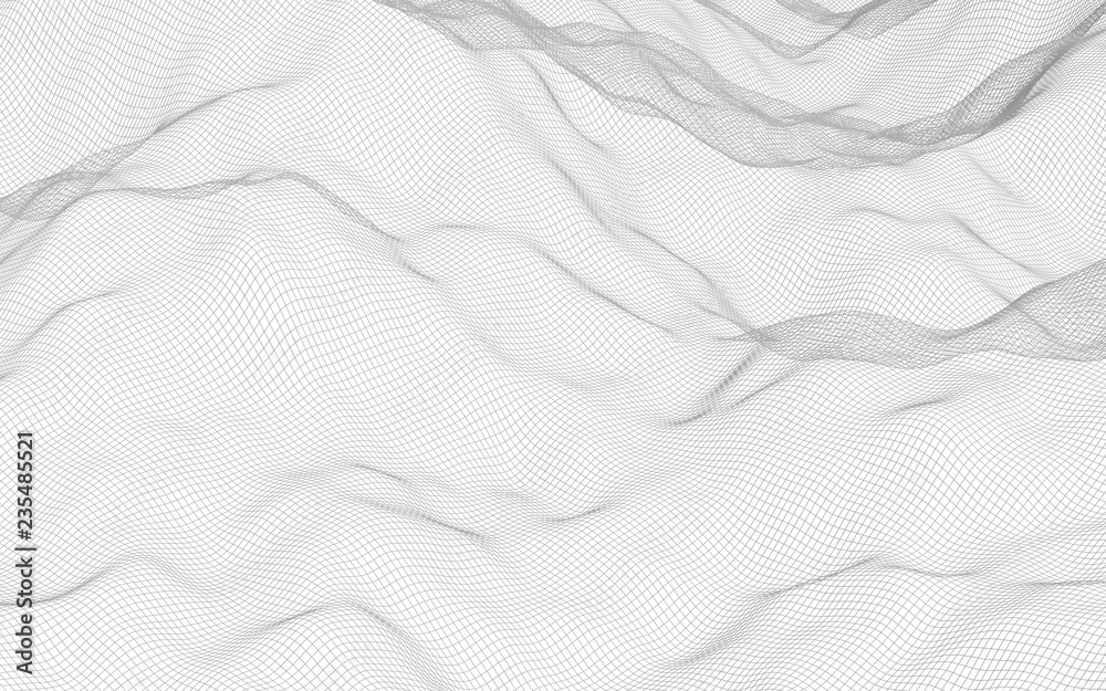 Abstract landscape on a white background. Cyberspace grid. Hi-tech network. 3d technology illustration Abstract landscape on a white background. Cyberspace grid. Hi-tech network. 3d technology illustration