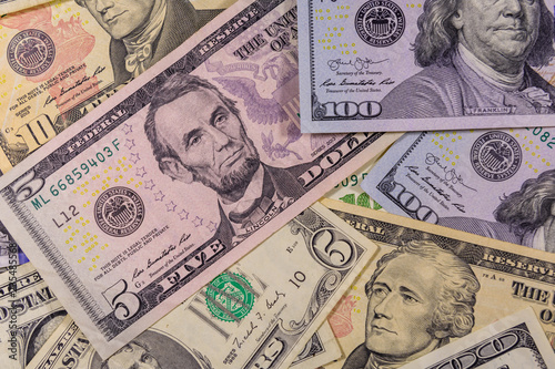 Background of different american dollar banknotes