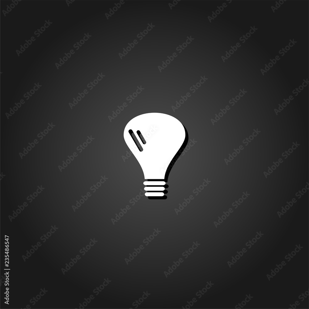 Lamp icon flat. Simple White pictogram on black background with shadow. Vector illustration symbol Lamp icon flat. Simple White pictogram on black background with shadow. Vector illustration symbol