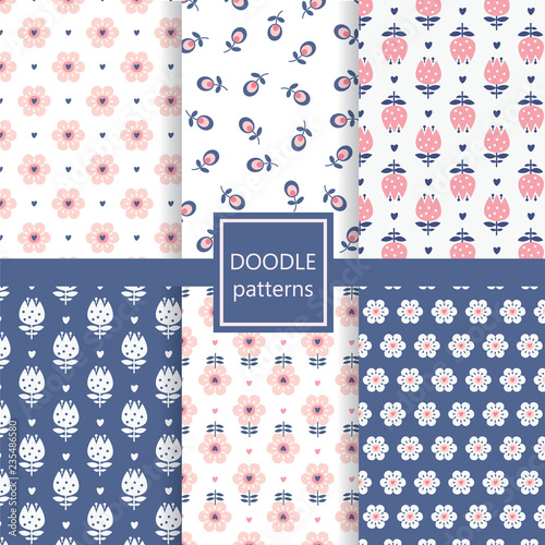 Retro floral seamless patterns