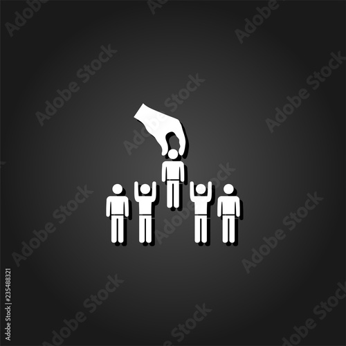 Recruitment concept icon flat. Simple White pictogram on black background with shadow. Vector illustration symbol