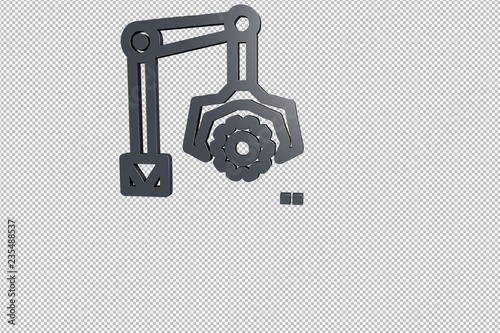 3D illustration of Manufacture, grey color with transparent background.