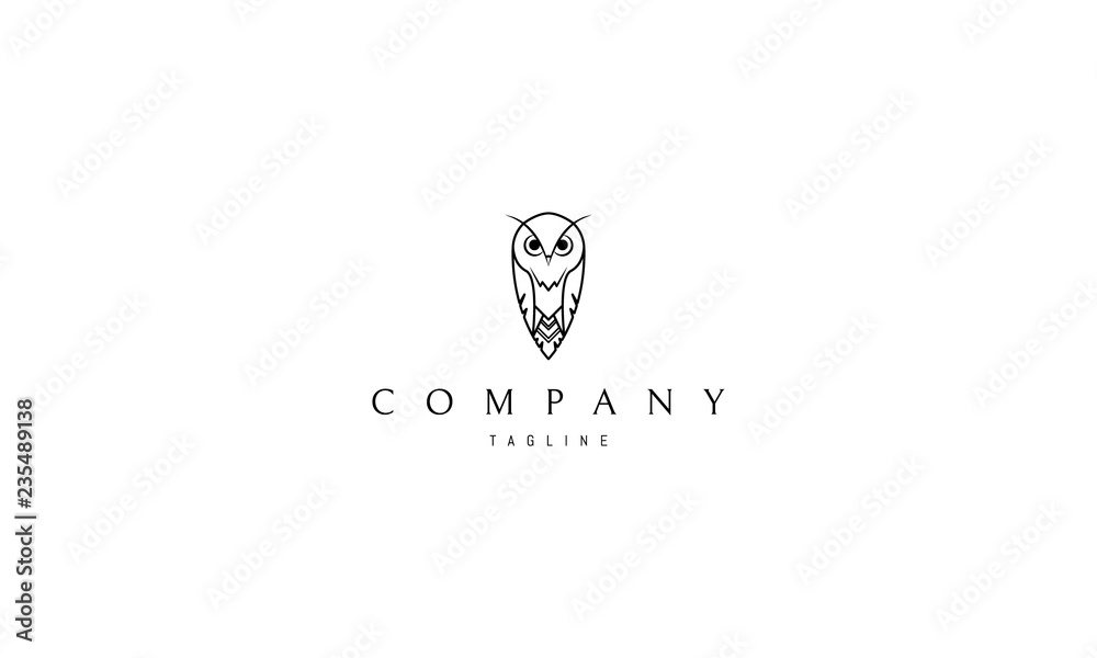 Owl line vector logo image - obrazy, fototapety, plakaty 