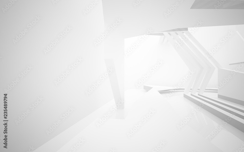 Abstract white interior highlights future. Architectural background. 3D illustration and rendering Abstract white interior highlights future. Architectural background. 3D illustration and rendering