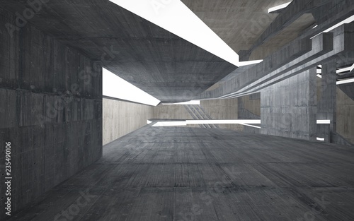 Fototapeta Naklejka Na Ścianę i Meble -  Empty dark abstract concrete room interior. Architectural background. 3D illustration and rendering