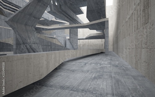 Empty dark abstract concrete room interior. Architectural background. 3D illustration and rendering