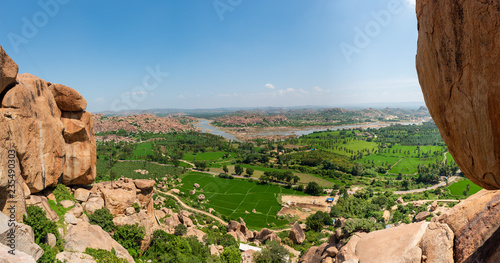 View of the tungabhadra river with its surrounding fields