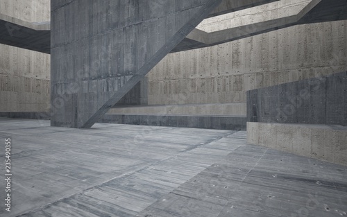 Empty dark abstract concrete room interior. Architectural background. 3D illustration and rendering