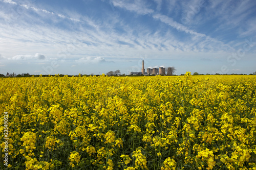 EGGBOROUGH POWER STATION WITH FIELD OF RAPE SEED YORKSHIRE ENGLAND