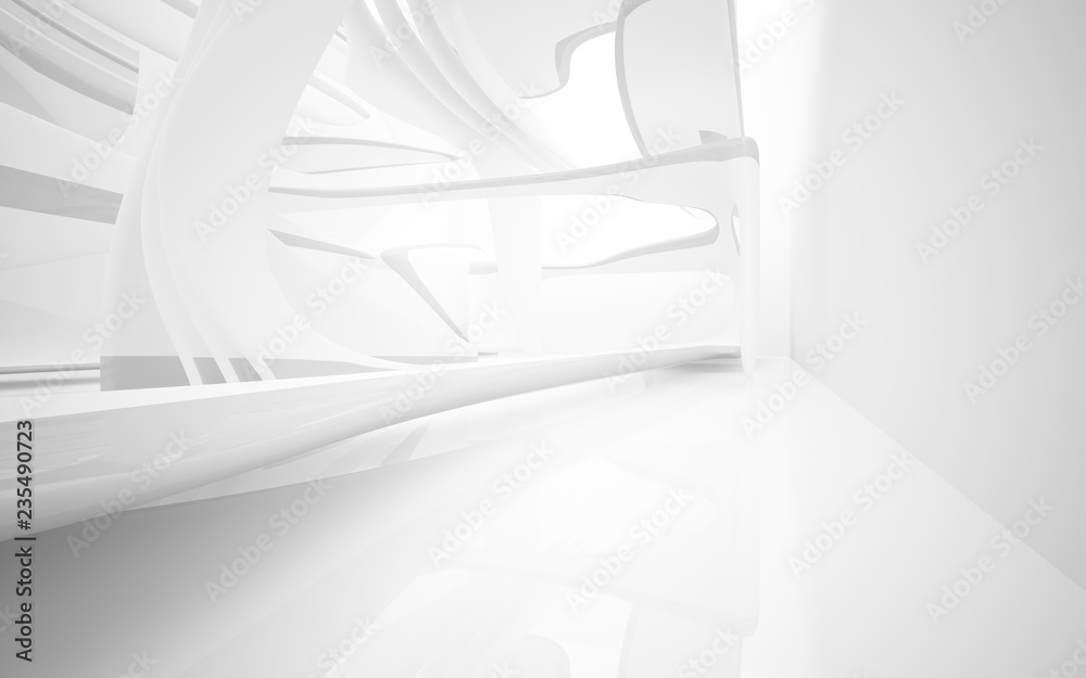 Abstract smooth white interior of the future. Architectural background. 3D illustration and rendering Abstract smooth white interior of the future. Architectural background. 3D illustration and rendering