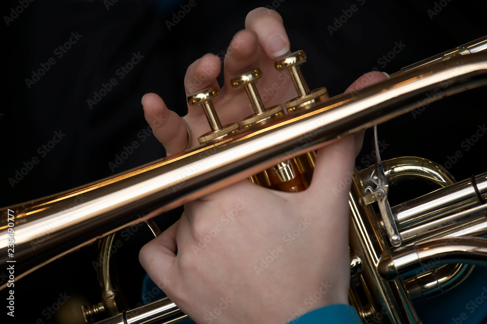 Obraz premium TRUMPET PLAYER IN BRASS BAND